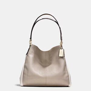 Coach Madison Phoebe Tan & Chalk Shoulder Bag Purse
